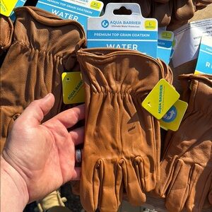Aqua Barrier Brown Leather Gloves